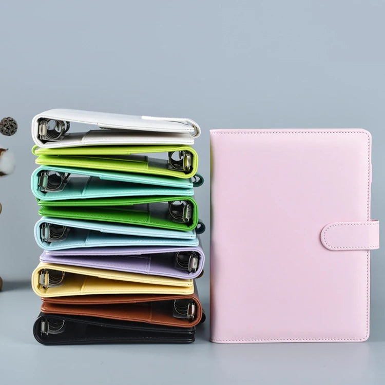 A5 Ring Binder Notebook PU Leather Refillable Cash Envelope Saving Money Organizer Planner Binder Macaron Budget Binders
