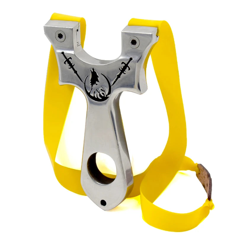 PIAOYU Steel Hunting Metal Slingshot with Flat Rubber Band Professional Precision Shooting Products