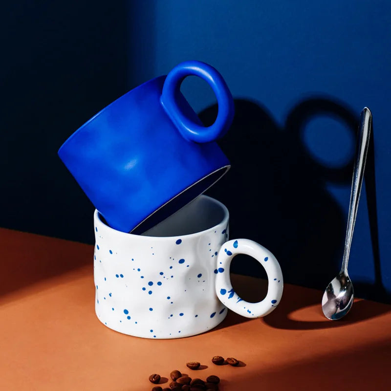 New Arrival Wholesale Ceramic Creative High Value Afternoon Tea Coffee Cup Splash Ink Breakfast Milk Oatmeal Cup