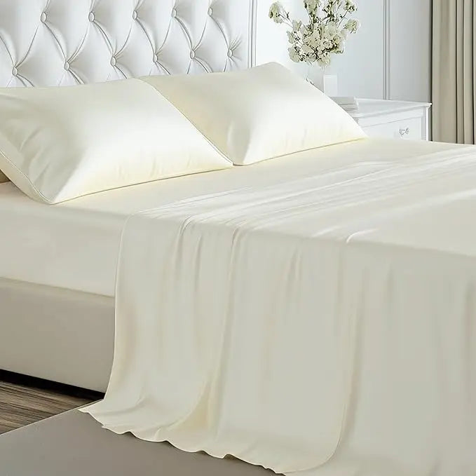 Customizable  100% Bamboo Fabric Soft Cooling Bedding with Silky Smooth Hypoallergenic  Breathable 4 Pieces Queen  Bed Sheet Set