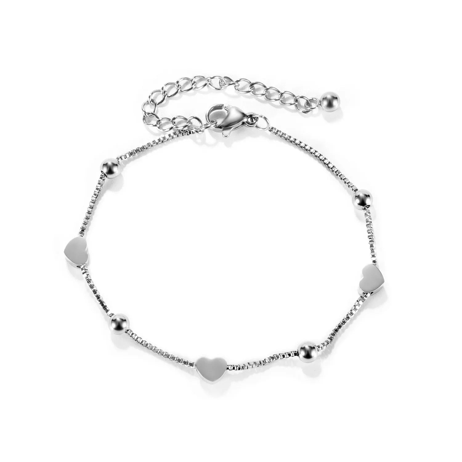 New Fashion Selling Jewelry Exquisite Chain Stainless Steel Heart Charm Fashion Simple Bracelet for Women 1163