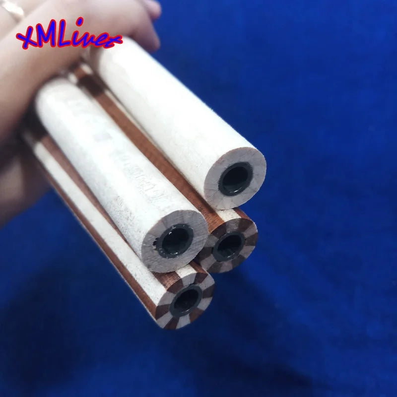 Xmlivet Half-finished 12 Pieces Tiger Maple/cocobolo Wood Laminated Technology Shaft Straight Pool Billiards Carom Cue Shafts