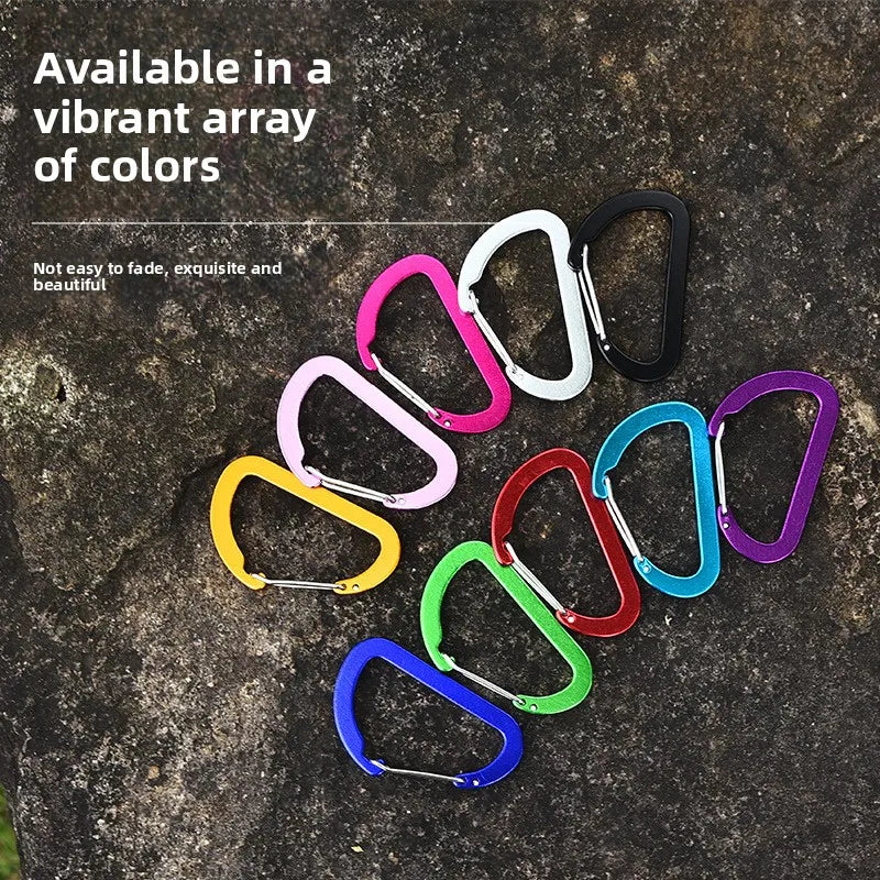 Colorful 73 mm D-Shaped Aluminum Alloy Carabiner Hooks Clip Keychain Climbing Carabiner Clips for Camping Hiking Outdoor