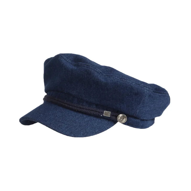 British Vintage Denim Newsboy Flat Cap Children's Fall Beret Hat for Casual Shopping Handsome Driver Headwear