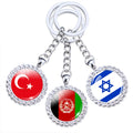 Handmade Afghanistan India Pakistan Pakistan Korea Israel Japan Qatar China Souvenir Car Keyring Rhinestone Flag Keychain