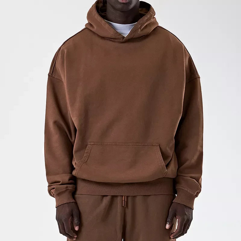 High Quality 100% Cotton Blank Unbranded Fleece Street Wear Fashion Custom Made Fitted Unisex Hoodies With No Drawstring