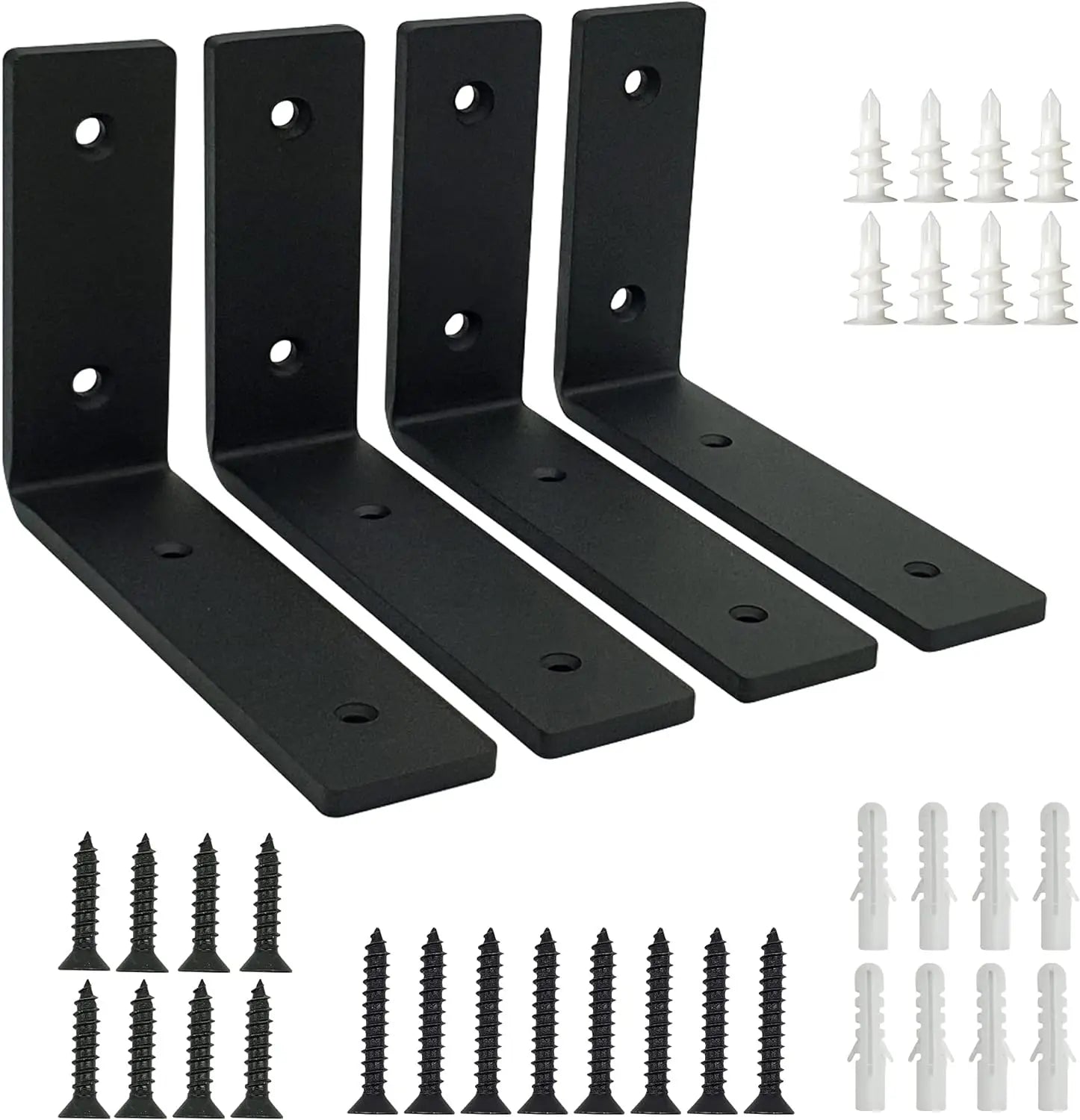 1/4inch Thick 6.25 X4.25 Inch Floating Industrial Wall Corner Mount Metal Rustic Shelf Brackets with Screws and Wall Anchors