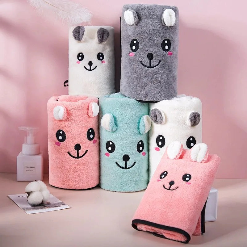 Wholesale Coral Fleece Cartoon Towel Soft Absorbent Quick-dry Embroidered Lovely Bath Towel Set