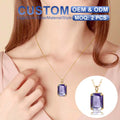 Factory Gemstone 925 Sterling Silver Jewelry Women Sapphire Chain Gold Plated Pendant Necklace
