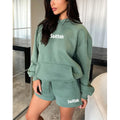 Women's Fashion Clothing Custom logo Sportswear Cotton Short Sweat Suits Set Women Two Piece Hoodie and Shorts Set for Women