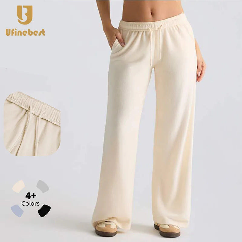 Autumn Winter Customized Logo Yoga Pants  Hip Lifting Loose Wide Leg Straight Leg Pants Leisure Time