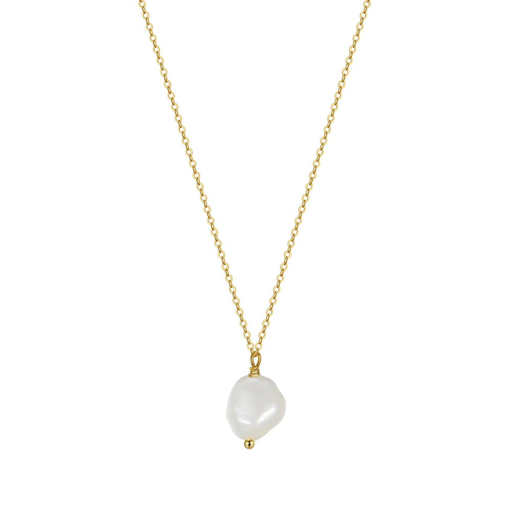 GPN22 RINNTIN Handmade Fine Jewelry 925 Sterling Silver Irregular Real Cultured Baroque Pearl Pendant Necklace Gifts for Her