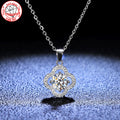 1 Carat Moissanite Stone Pendant Necklace on 925 Sterling Silver Choker Yellow Gold Finish Wedding Four Leaf Clover Necklace