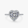 Ailmay 100% 925 Sterling Silver Elegant Romantic Sparkling Clear Zircon Heart Rings for Women Classic Wedding Statement Jewelry