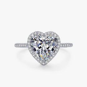 Ailmay 100% 925 Sterling Silver Elegant Romantic Sparkling Clear Zircon Heart Rings for Women Classic Wedding Statement Jewelry