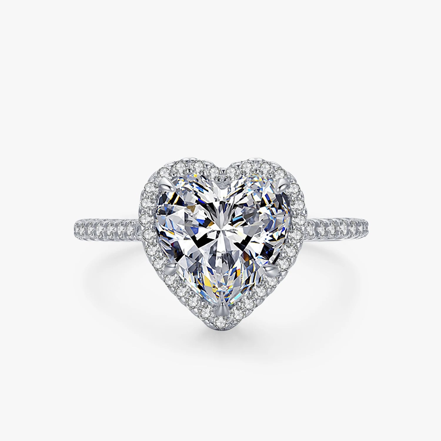 Ailmay 100% 925 Sterling Silver Elegant Romantic Sparkling Clear Zircon Heart Rings for Women Classic Wedding Statement Jewelry