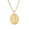 Religious Virgin Mary Necklace Catholic Cross Pendant Non Tarnish Jewelry 18K Gold Plated Stainless Steel Necklace for Women