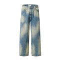 Designer Jeans Tie-dye Gradation Stone Wash Vibe High Street Men's Jeans Fitting Straight Leg Unique Design Men's Jeans