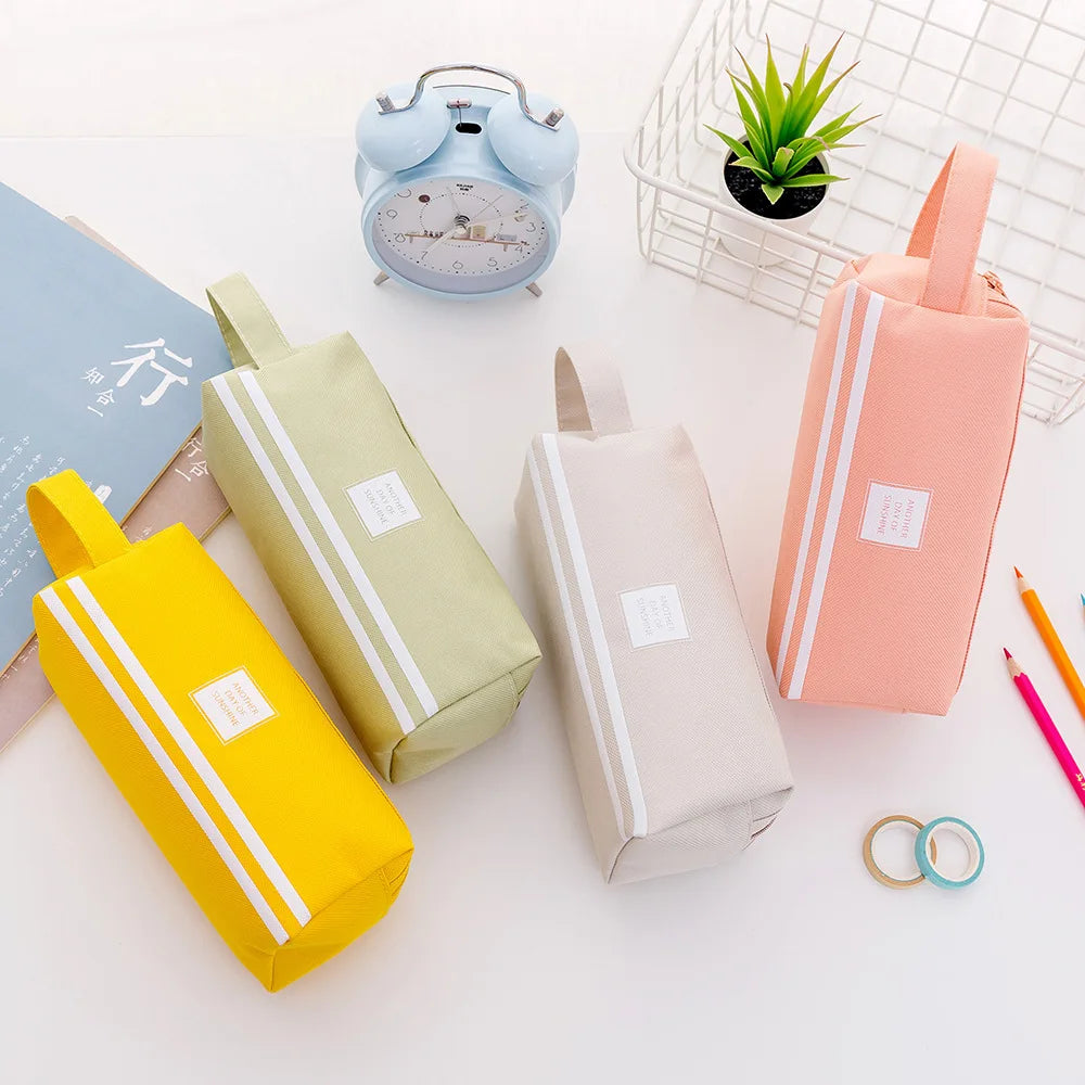 Creative Double-Layer Large Capacity Portable Oxford Cloth Pencil Bag with Double Zipper Convenient Stationery Storage Solution