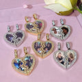 Hot Selling  Custom Broken Heart Photo Pendant Gold Plated Bling Bling Memory Picture Necklace Pendant Mother's Day Gift