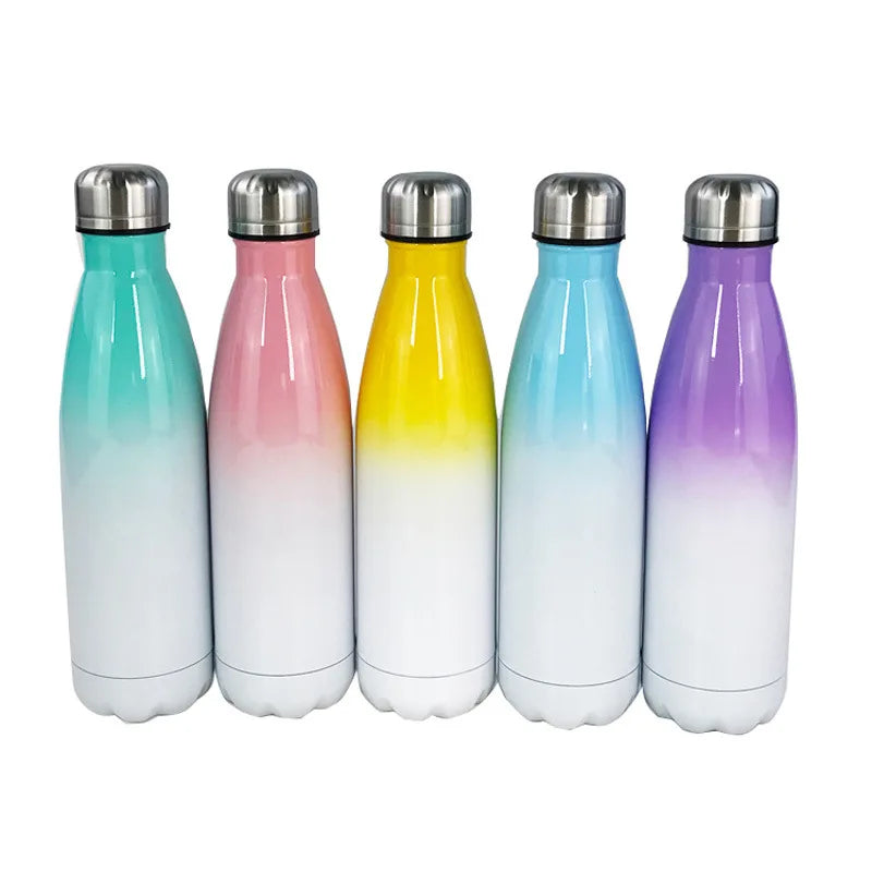 Gradient Colored Stainless Steel Water Bottles for Sublimation 350ml 500ml 750ml Capacity 304 Cola Shaped"