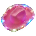 Women LED Light up Flashing Fur Trim pink Cowgirl Hat Western Party pink Cowboy Hat Light up bulk