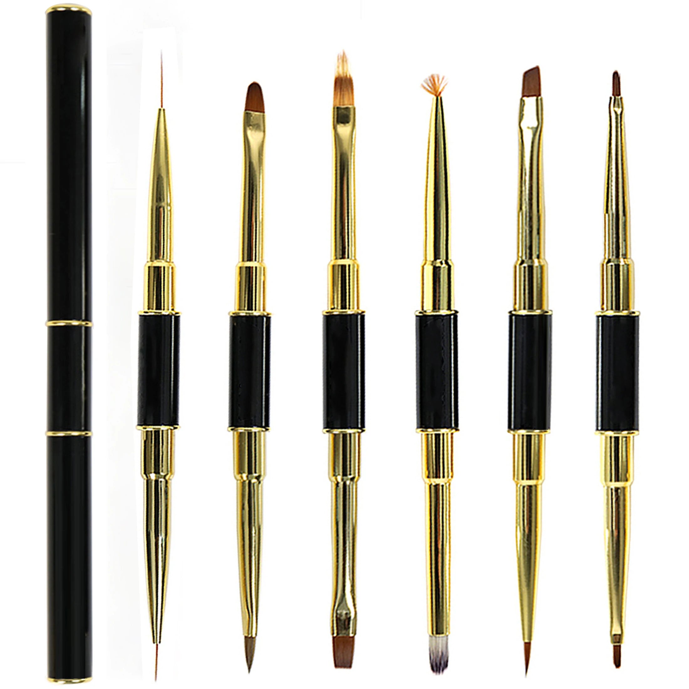 Custom Logo Double Side Nails Oval Gel UV Liner Painting Nail Art Brush Nylon Brush Metal Handlenylon Hair 1pc / Opp Bag 100pcs