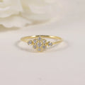 European Retro Style Flower Shape Engagement Ring Round Brilliant Cut Moissanite Band Ring Solid Gold 14K 9K Flower Stacked Ring
