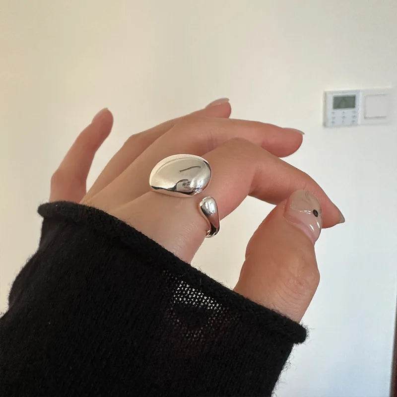 Fine Jewelry Irregular Ring Minimalist Women Rings 925 Sterling Silver Open Ring