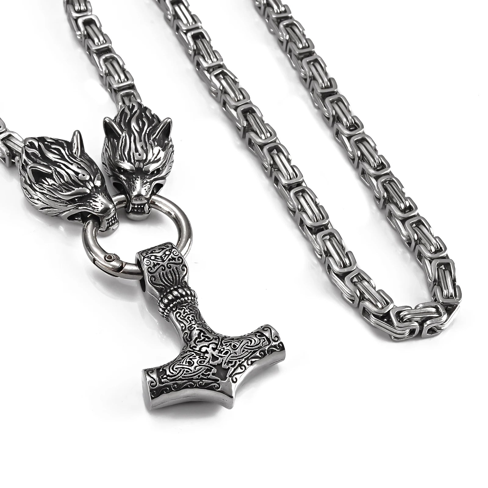 Fashion Accessories Viking Jewelry Stainless Steel Charm Jewelry King Chain Viking Thor Mjolnir Hammer Necklace Viking Necklace
