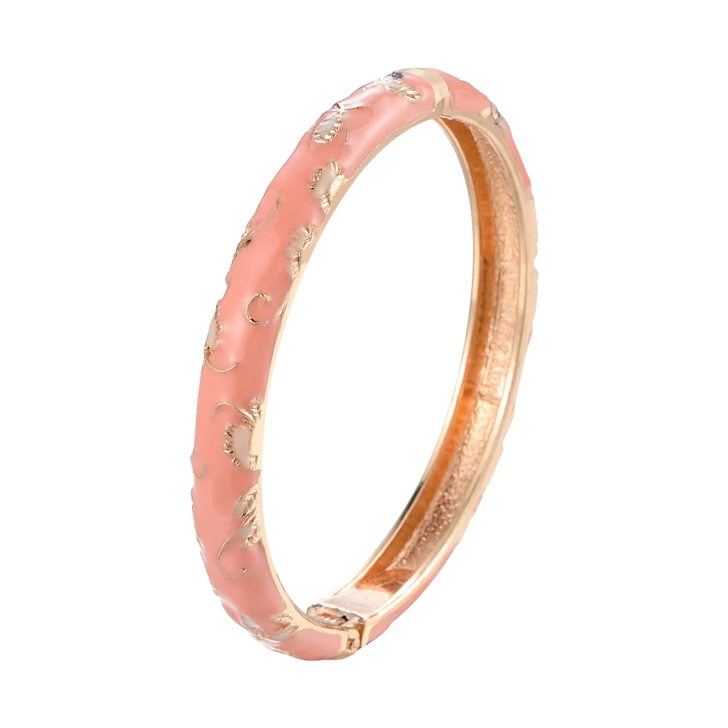 Daili Wholesale Vintage Pink  Enamel Color Flower Bracelet Bangle for Girl Jewelry Bangle Custom Bangles