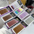 Private Label Volume Colorful Lash Extensions Supplies Wholesale Coloured Lash Fans Neon Color Eyelash Extension Tray