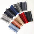 Wholesale Discount Price Winter Long Stylish Color Block Pure Cashmere Unisex Fashion Tassel Scarf Custom Logo Designer Scarf