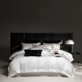 Customized High Grade 100% Cotton Home Textiles White Solid Color Bed Sheets Luxury 4pcs Duvet Cover Bedding Set Supplier