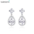 LUOTEEMI Women Accessories Earrings Jewelry Luxury Zircon Earring for Women Classic Heavy White CZ Bridal Dangle Earring