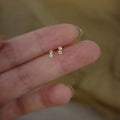 14K Gold Plating Pure 925 Sterling Silver Simpel INS Zirconia Mini Small Stud Earrings for Women Girls Jewelry