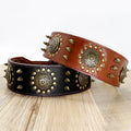 Fashion Pet Accessories Luxury Retro Design Leather Dog Collar Manufacturer