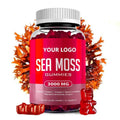 Private Label Vegan Organic Strawberry Flavor Irish Sea Moss Gummies With Bladderwrack Burdock for Immune Joint Support 3000mg