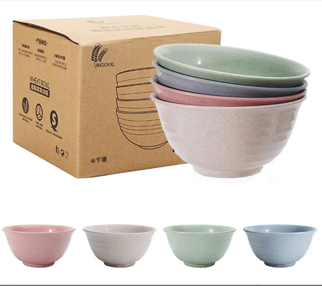 Customize Eco-friendly Reusable Sustainable Wheat Straw Rice Ramen Noodle Salad Bowl Set