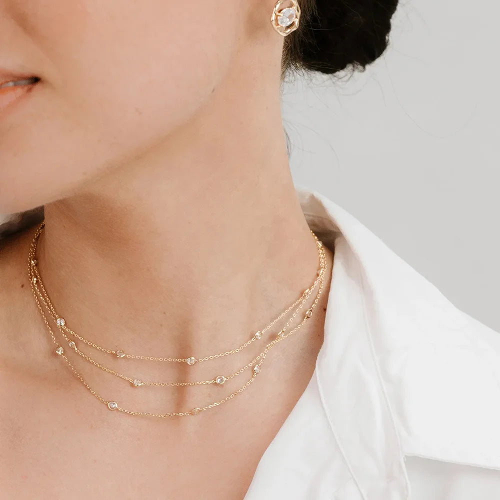 Fashionable Street Girl Stainless Steel Necklace Vintage Multi-layer Gold-Plated Pendant Unique Exquisite Accessory