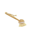 Eco-friendly Natural Long Handle Kitchen Dish Cleaning Brush Scrub Vegan Plant Fiber Bristle Pot Pan Vegetable Brush Wooden PP