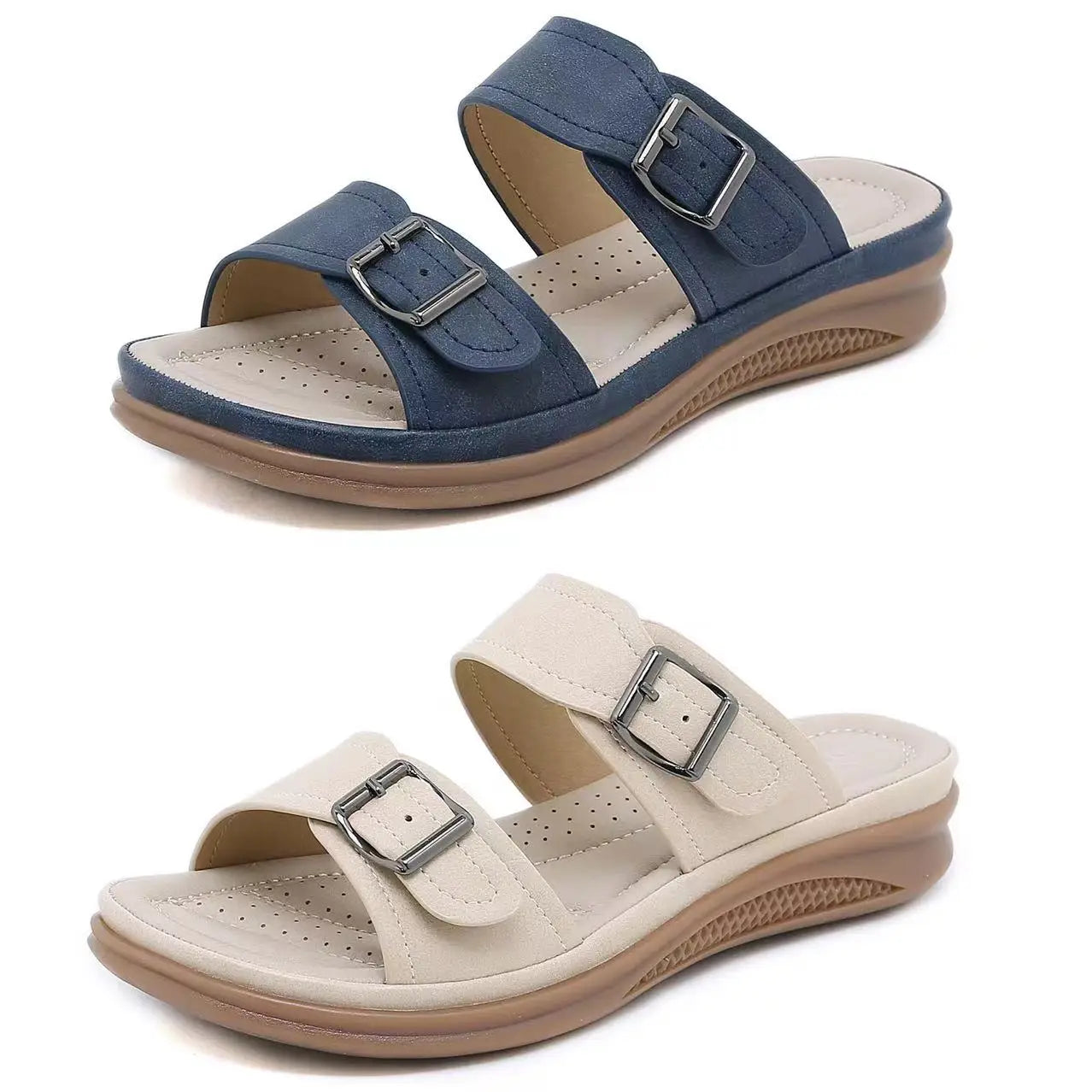 New Trendy Women's Casual Retro Wedge Heel Comfortable Thick Bottom Large Size Lightweight Beach Slippers Fashion Shoes Women