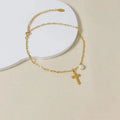 FashIon Jewelry Ankles New  Summer Ankles Ins Style Niche Design Sense Retro Cross Pendant Pearl Accessories Anklet Ornaments