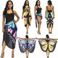 Sexy Cover up Beachwear Skirt Sun Protection Butterfly Floral Printed Beach Holiday Shawl Wrap Skirt Dress for Woman