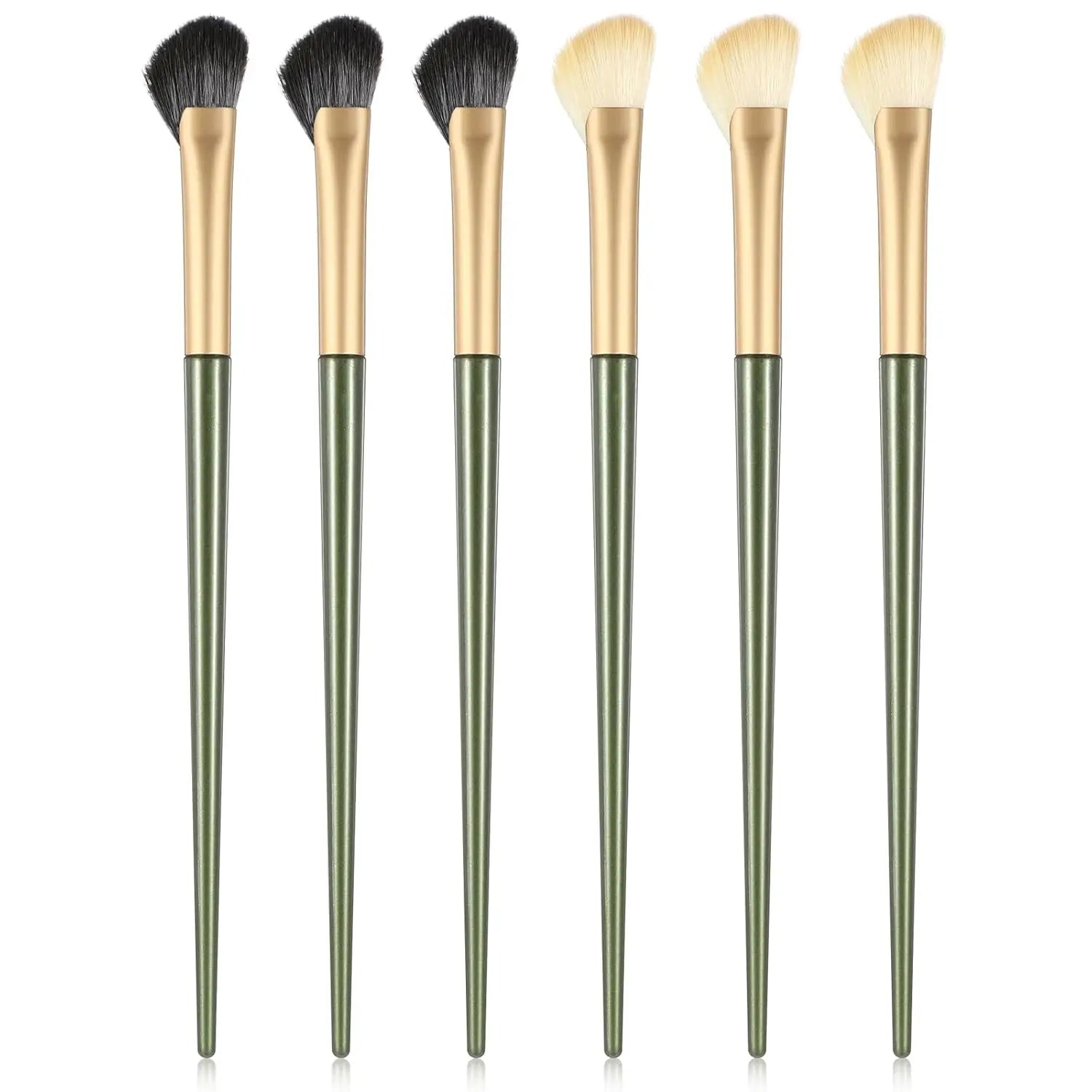 Half Fan-Shaped Blending Cream Makeup Brushes for Contour Blush Angled Concealer Under Eye Nose-Wood Handle