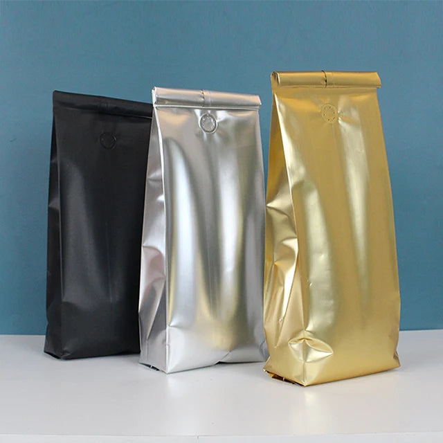 Matte Heat-Sealed Empty Aluminum Foil+PE Coffee Bag Plastic Side Gusset 13.5x41+7cm Baina Jia Brand OCB001 Model 28C Packaging