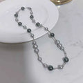 8-10MM Crystal Pearl Necklace Luxury Fine Beaded Imitation Tahitian Pearl 50cm Long Sweater Chain