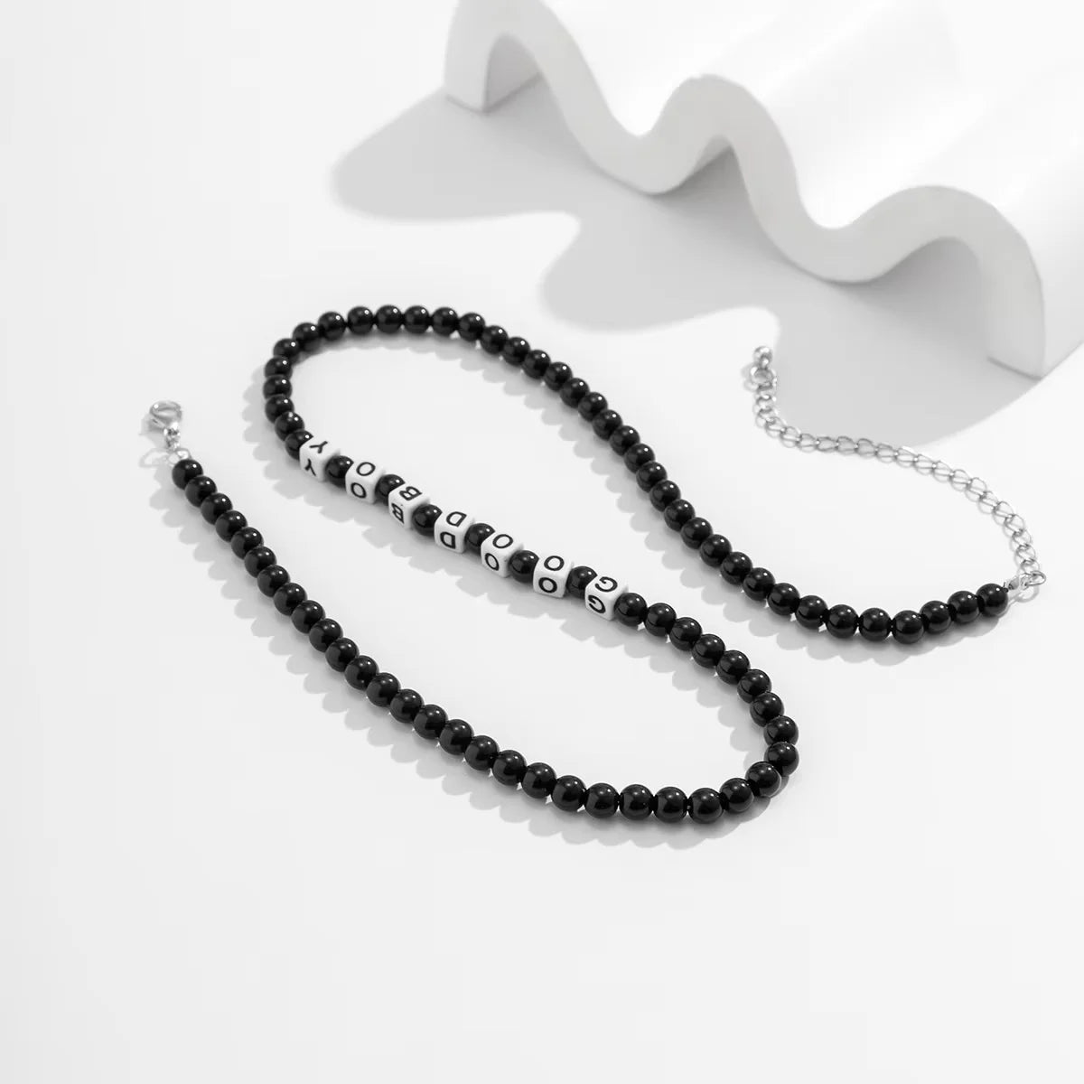 New Black Bead Necklace Men's Fashion Hip Hop Personalized Design Summer Collar Chain Men's Jewelry