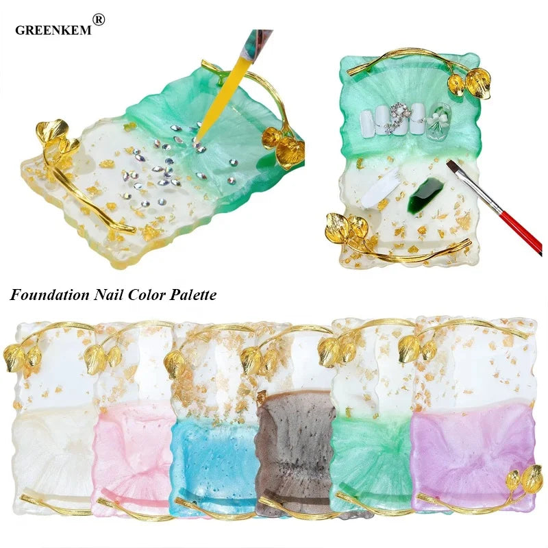 GREENKEM New Vintage Non-slip Resin Nail Art Palette Tray Manicure Tools Foundation Nail Palette
