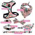 Adjustable Nylon Pet Supplies Strap Plaid Fabric Dog Harness Leash and Collar Set with Neoprene Print Pattern Dog Gear